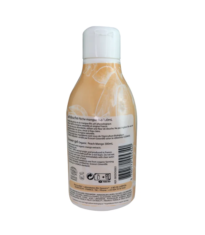 Gel de ducha ecológico de Melocotón y Mango-300 ml | Gel ducha cruelty free