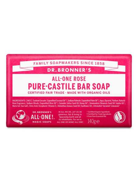 Pastilla de jabon de rosas bio 140g Dr. Bronner's