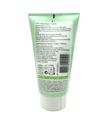 Leche corporal ligera orgánica de Aloe Vera-150 ml | Leche corporal ecológica