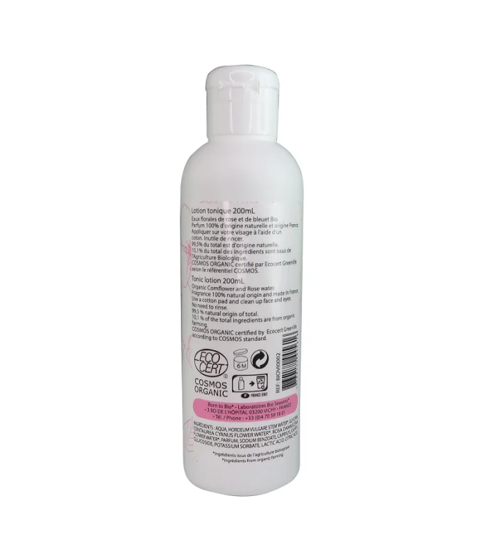 Loción tónica con agua floral de Rosa y Aciano orgánicos-200 ml | Agua floral