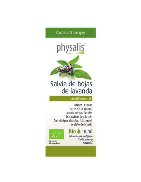 Aceite esencial de salvia de hojas de lavanda bio 10ml Physalis Aceite esencial de salvia de hojas de lavanda bio 10ml Physalis