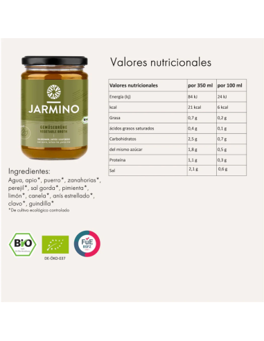 Caldo de Verduras BIO 350ml Jarmino