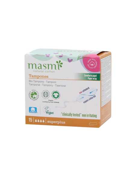 Tampones de algodon superplus sin aplicador bio 15ud Masmi