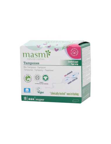 Tampones de algodon super sin aplicador bio 18ud Masmi