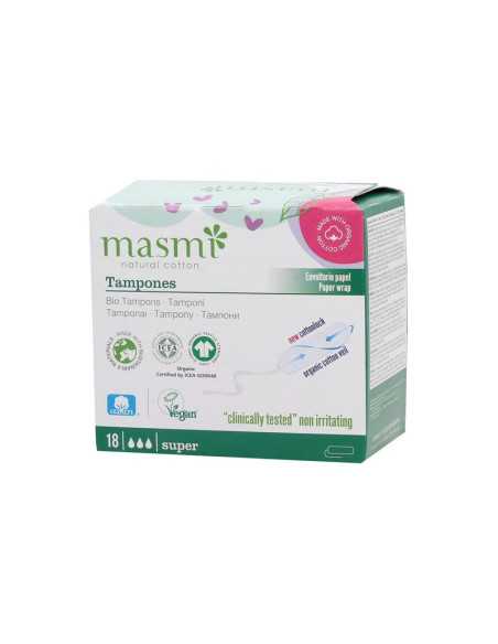 Tampones de algodon super sin aplicador bio 18ud Masmi