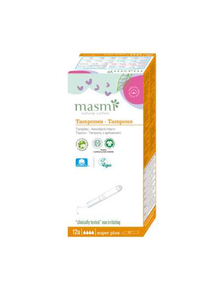 Tampon de algodon superplus con aplicador bio 12ud Masmi