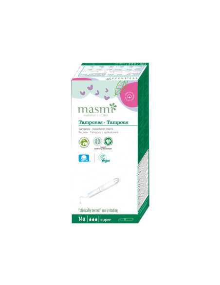 Tampon de algodon super con aplicador bio 14ud Masmi