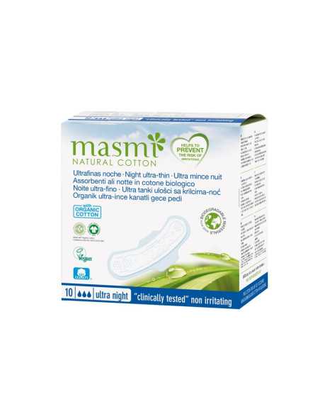 Compresas Noche con alas algodon bio 10ud Masmi