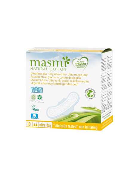 Compresas Dia con alas algodon bio 10ud Masmi