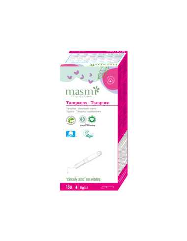 Tampon de algodon light con aplicador bio 18ud Masmi