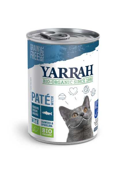 Pate para gatos de pescado con algas bio lata 400g Yarrah