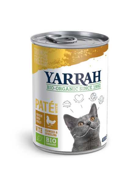 Pate para gatos de pollo y algas bio lata 400g Yarrah
