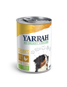 Trocitos para perros de pollo con ortiga y tomate bio lata 405g Yarrah