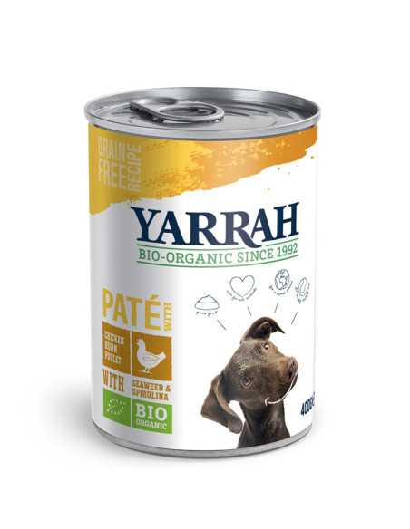 Pate de Pollo con espirulina y algas para perros bio 400g Yarrah