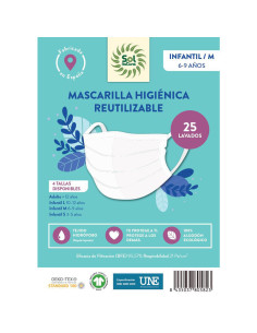 Mascarilla Algodon Organico reutilizable INFANTIL/M Sol Natural