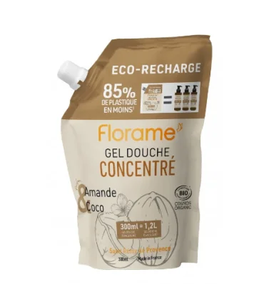 Eco-recarga Gel de ducha concentrado-Almendras y Coco-300 ml | Gel natural ducha