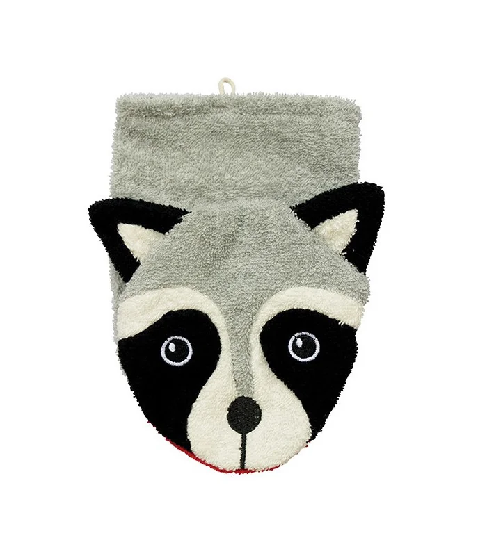 Manopla de algodón orgánico mapache grande