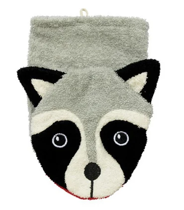 Manopla de algodón orgánico mapache grande