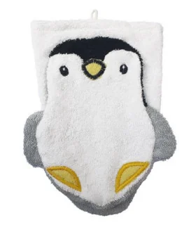 Manopla de algodón orgánico pingüino | Certificación gots