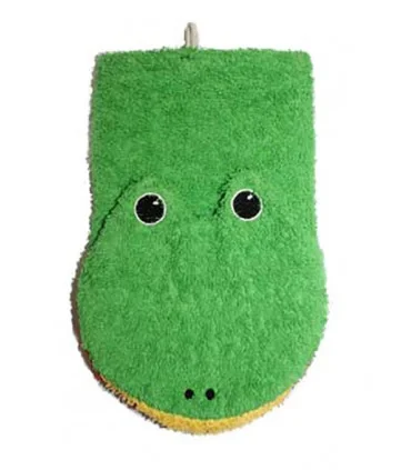 Manopla de algodón orgánico rana grande