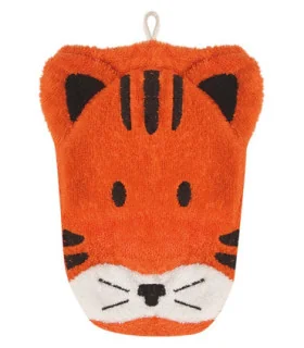 Manopla de algodón orgánico tigre grande