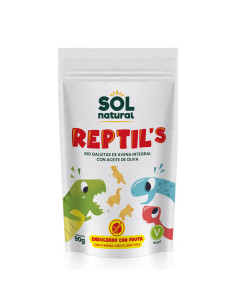 Galletas de Avena integral y fruta REPTIL'S (forma de dinosaurios) bio 90g Sol Natural