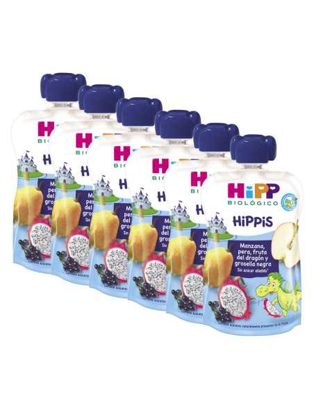 Pouches Dragon (Manzana,Pera,F.Dragon,Grosella) Bio 6x100g Hipp