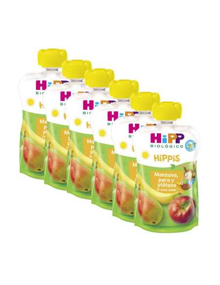 Pouches manzana pera y platano bio 6x100g Hipp