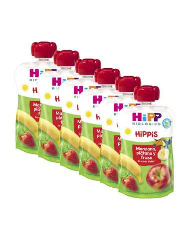 Pouches manzana platano y fresa bio 6x100g Hipp