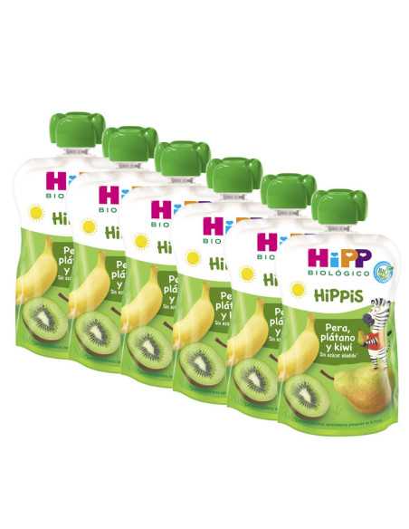 Pouches pera platano y kiwi Bio 6x100g Hipp
