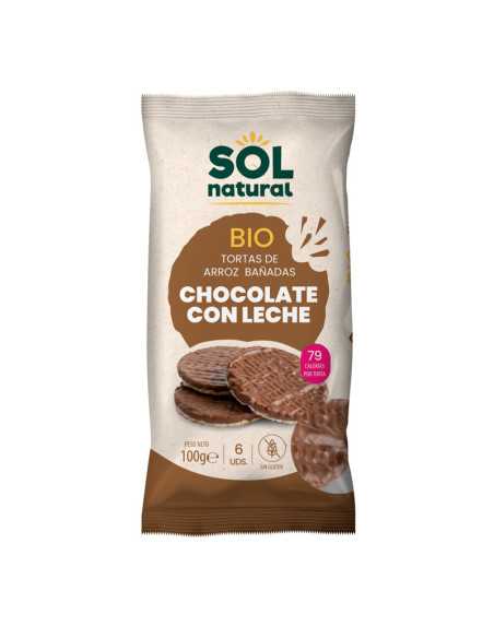 Tortitas de arroz chocolate con leche s/g bio 100g Sol Natural Tortitas de arroz chocolate con leche s/g bio 100g Sol Natural