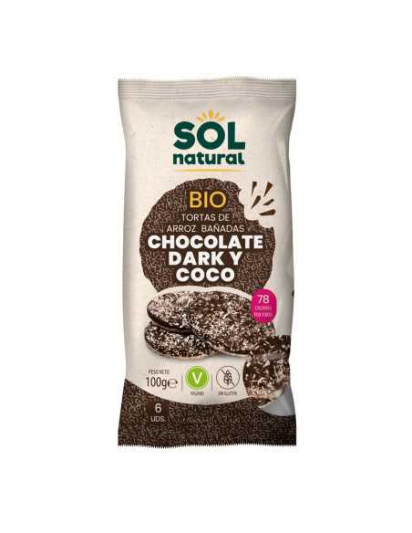 Tortitas de arroz chocolate dark y coco s/g bio 100g Sol Natural