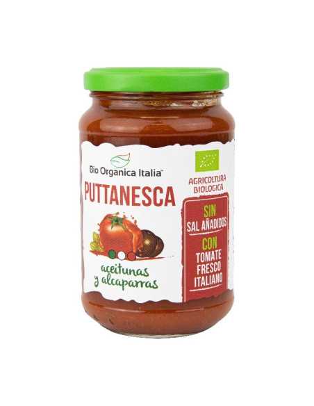 Salsa de tomate puttanesca con olivas y alcaparras Bio 325ml Organica Italia