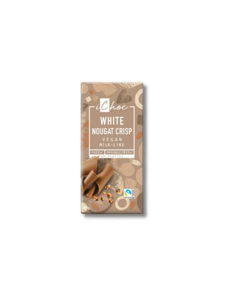Chocolate blanco vegano con praline y crocante de avellana Bio 80g Ichoc