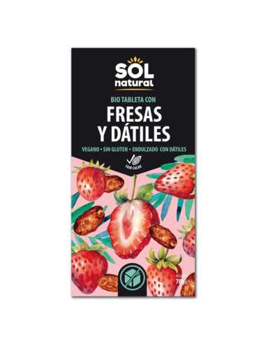Tableta Chocolate con fresas y datiles Bio 70 g Sol Natural