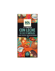 Tableta chocolate con leche, coco y datiles Bio 70g Sol Natural