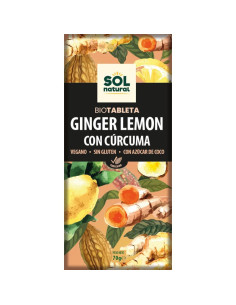 Tableta chocolate jengibre limon y curcuma bio 70g Sol Natural