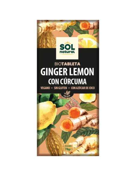 Tableta chocolate jengibre limon y curcuma bio 70g Sol Natural