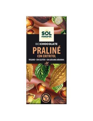 Tableta chocolate praline con eritritol Bio 70g Sol Natural