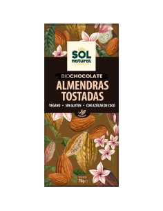 Tableta chocolate y almendras tostadas bio 70g Sol Natural