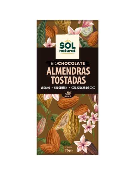 Tableta chocolate y almendras tostadas bio 70g Sol Natural