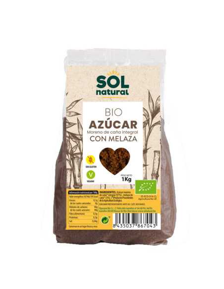 Azucar moreno de caña integral con melaza Bio 1 Kg Sol Natural