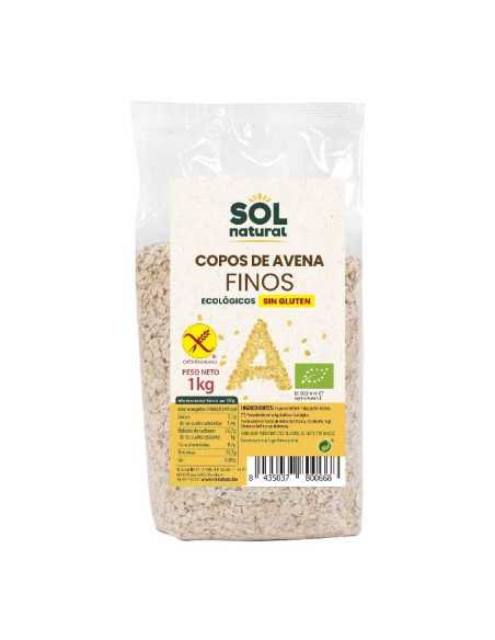 Copos de avena finos sin gluten bio 1kg Sol Natural