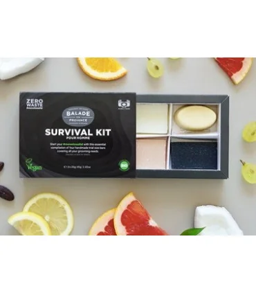 Kit de supervivencia para hombre | Champú, Jabón, Espuma y Bálsamo Sólidos naturales