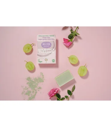 Limpiador facial sólido con arcilla verde y rosa mosqueta-40/80 gr | Limpiador facial ecológico