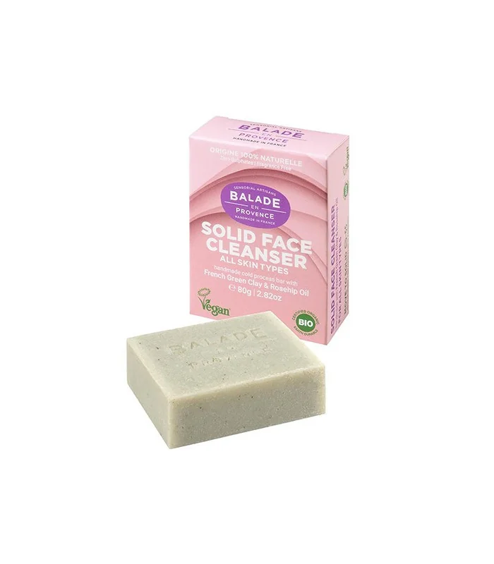 Limpiador facial sólido con arcilla verde y rosa mosqueta 80 gr