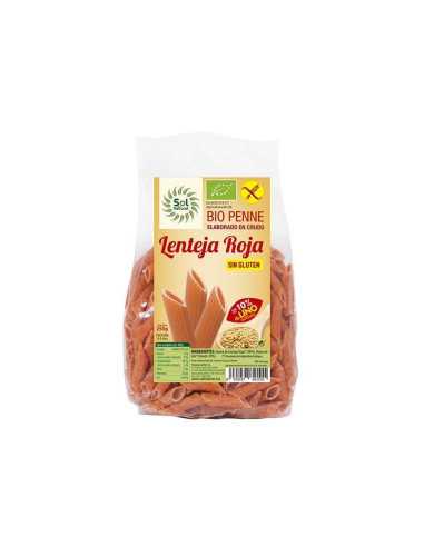 Penne lenteja roja con lino bio sin gluten 250g Sol Natural