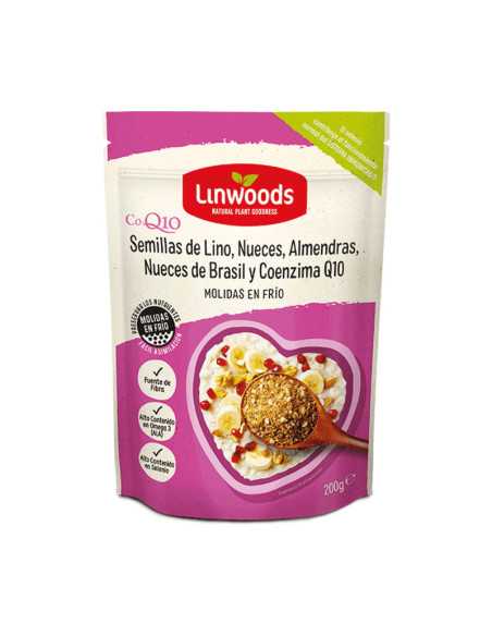 Semillas de Lino, Nueces, Almendras, Nueces de Brasil y Coencima Q10 Molidas 200g Linwoods