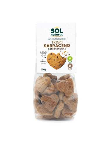 Corazones de trigo Sarraceno con chocolate y sirope maiz bio 250g Sol Natural