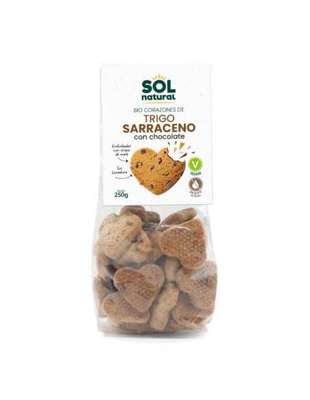 Corazones de trigo Sarraceno con chocolate y sirope maiz bio 250g Sol Natural